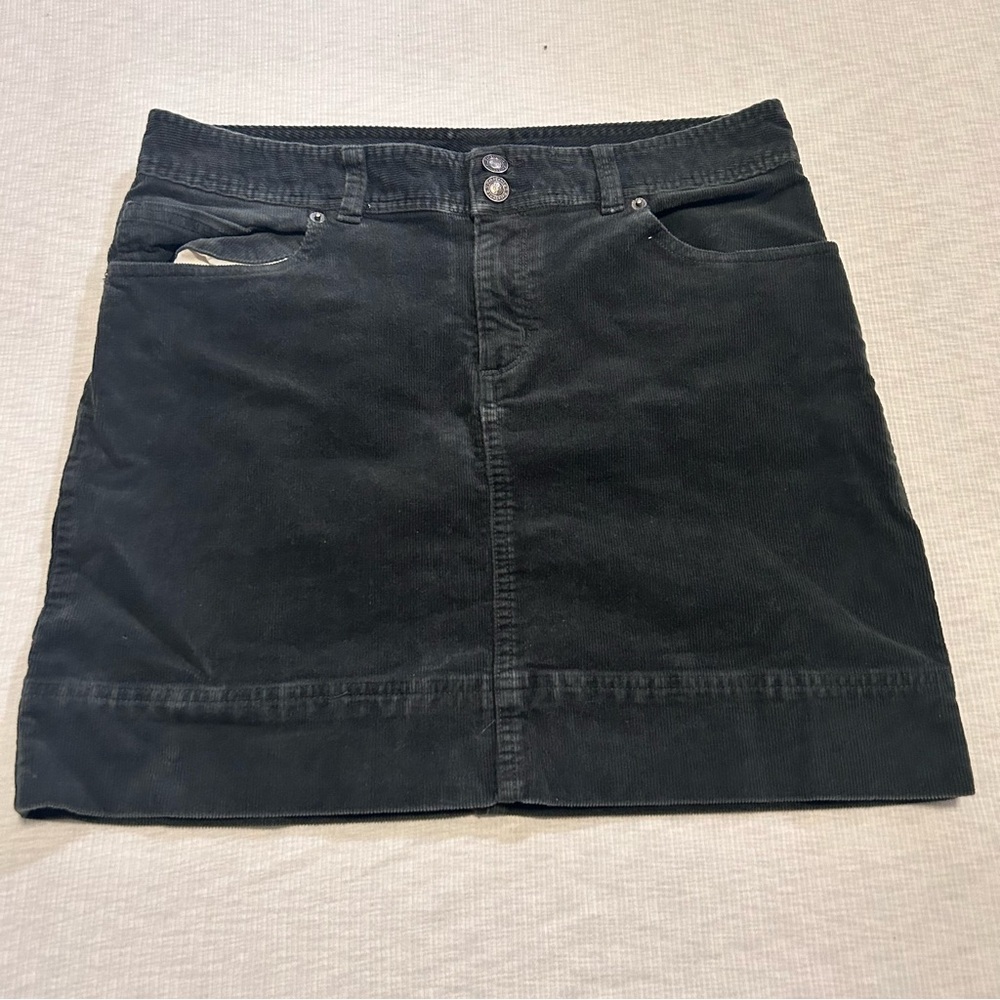 Patagonia Corduroy Above Knee Skirt Women’s Size 8 Dark Gray Logo Pockets